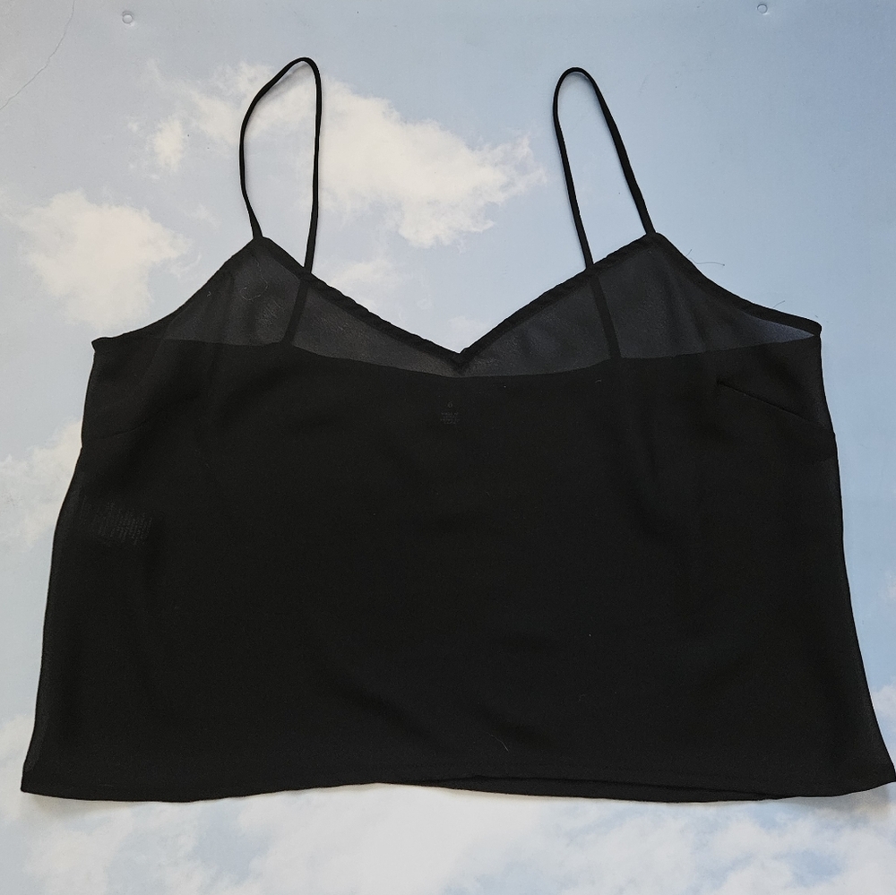 Black Spaghetti Strap Chiffon Top Basic Black Cam… - image 2
